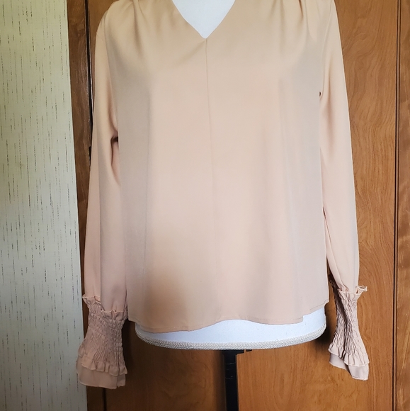 Frill Hem Shirred Long Sleeve Top - Picture 4 of 8